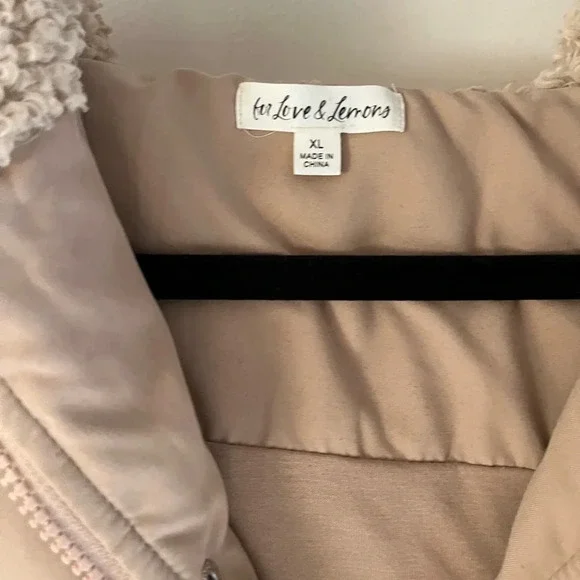 For Love & Lemons Hooded Ruffles Faux Sherpa Puffer Coat